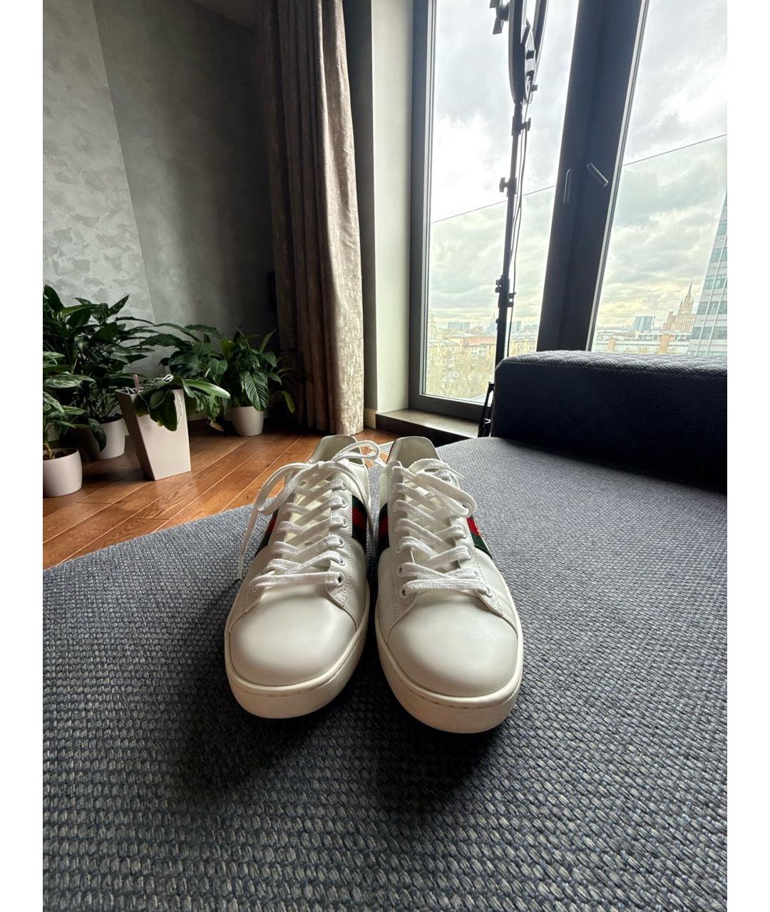 GUCCI Белые кожаные кеды, фото 2