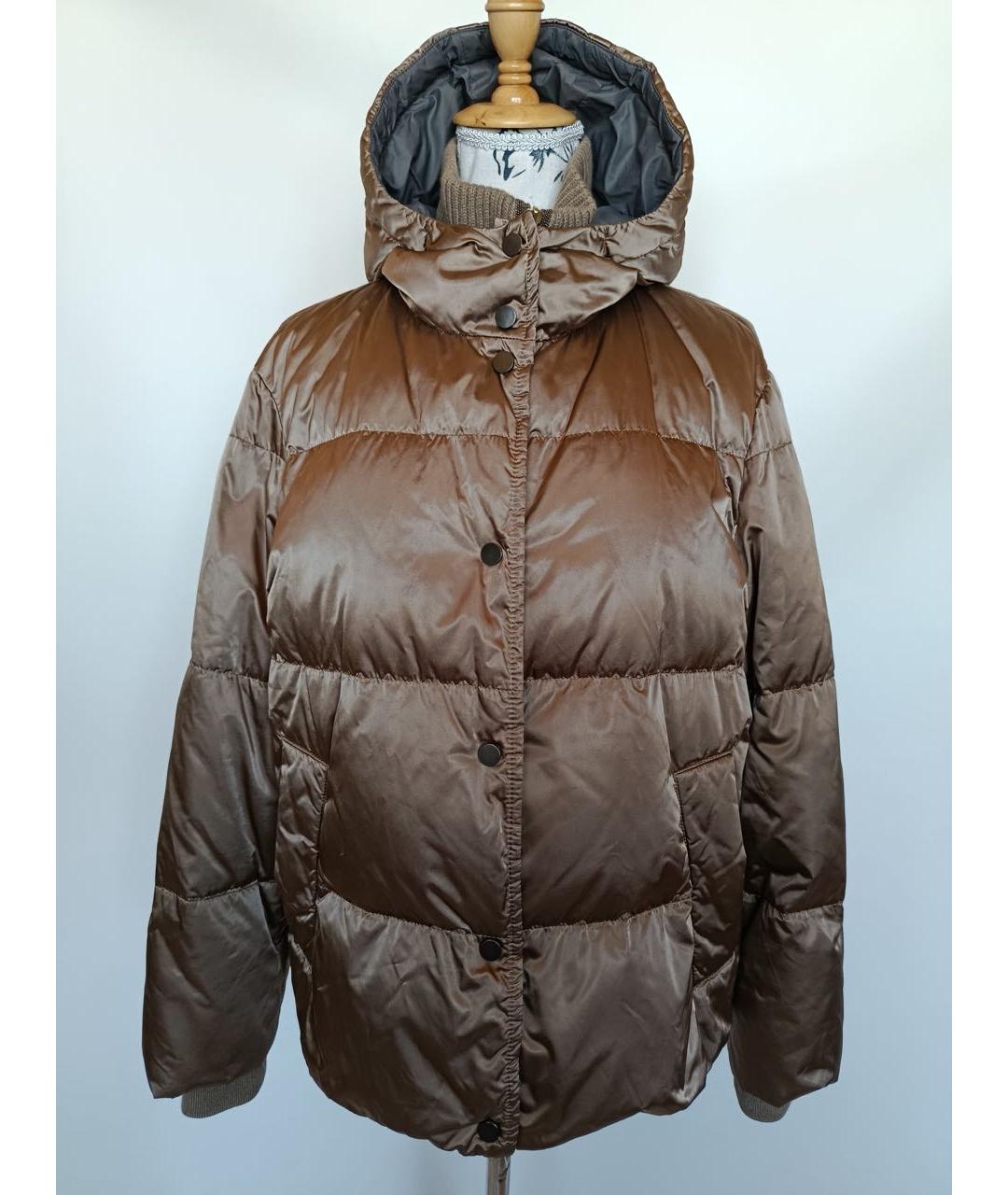 BRUNELLO CUCINELLI Коричневый полиамидовый пуховик, фото 4