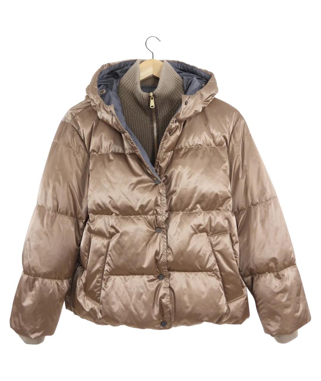 BRUNELLO CUCINELLI Коричневый полиамидовый пуховик, фото 9