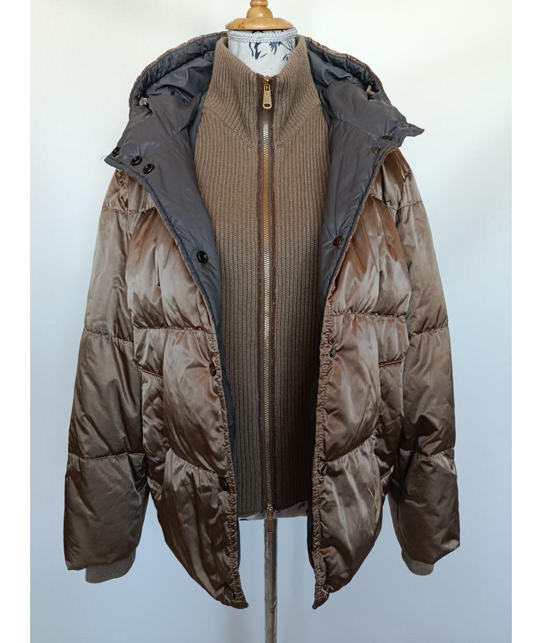 BRUNELLO CUCINELLI Коричневый полиамидовый пуховик, фото 3