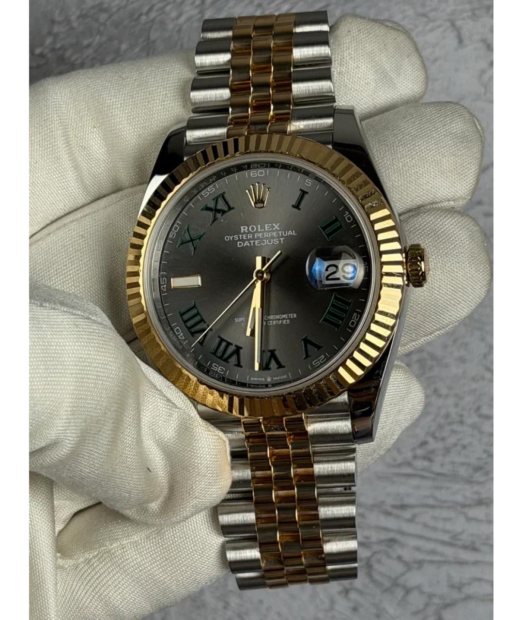 ROLEX Серые часы из желтого золота, фото 2