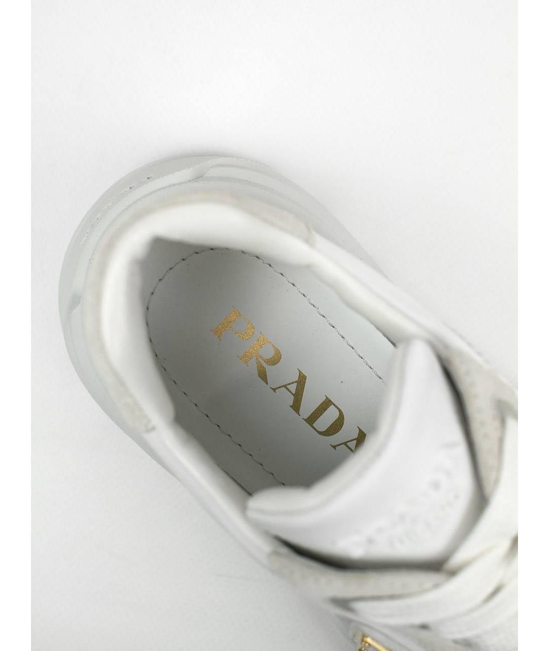 PRADA Белые кожаные кроссовки, фото 7