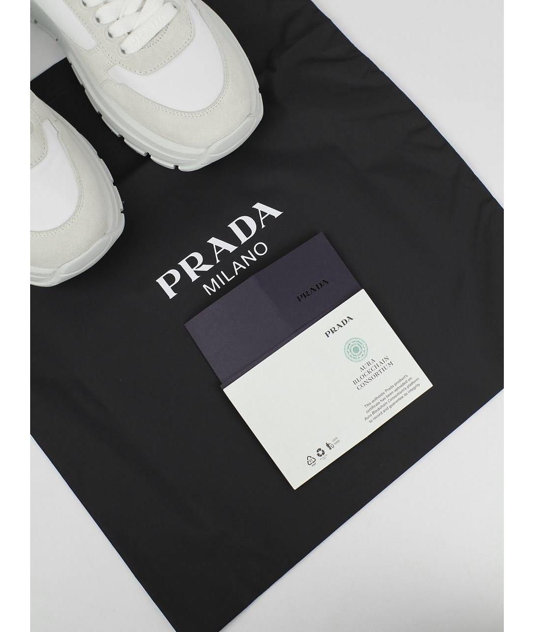 PRADA Белые кожаные кроссовки, фото 4