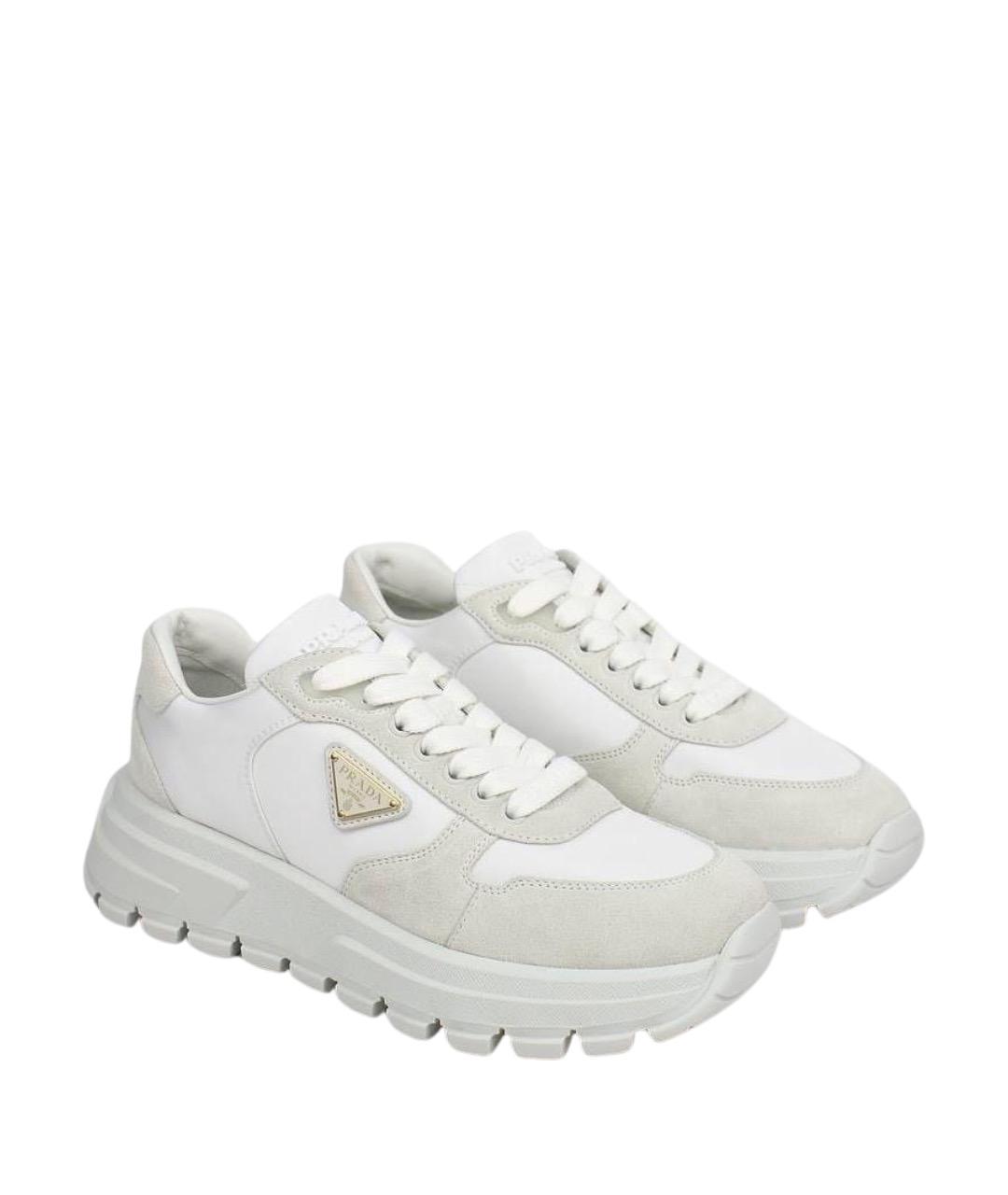 PRADA Белые кожаные кроссовки, фото 2