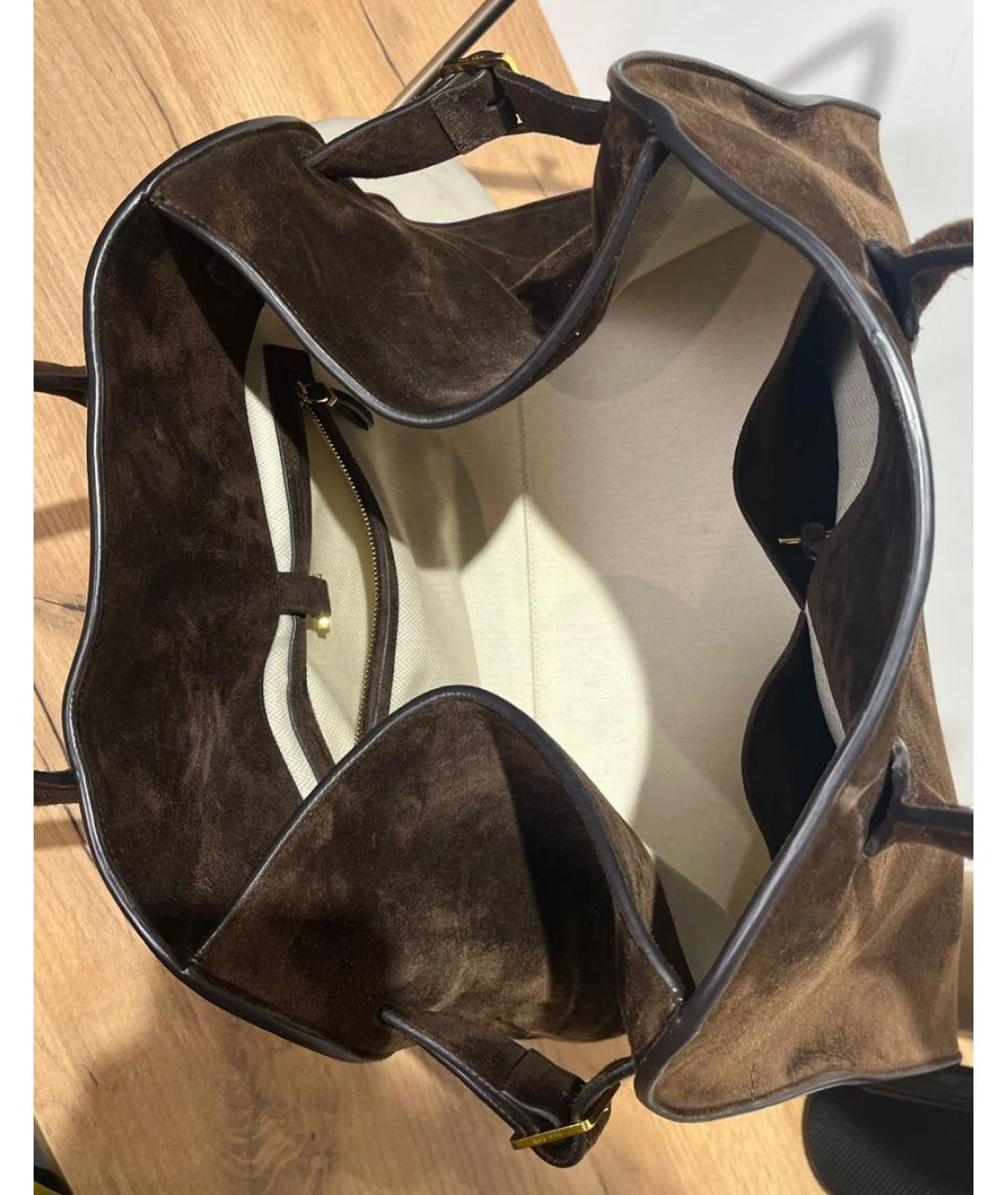 THE ROW Коричневая замшевая сумка тоут, фото 4