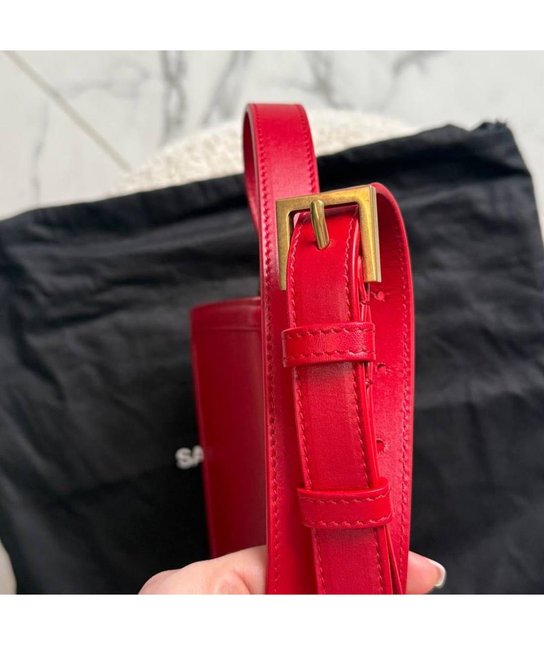 SAINT LAURENT Красная кожаная сумка через плечо, фото 7