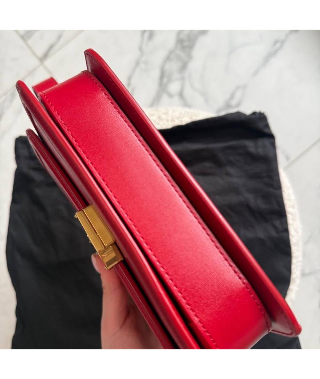 SAINT LAURENT Красная кожаная сумка через плечо, фото 5