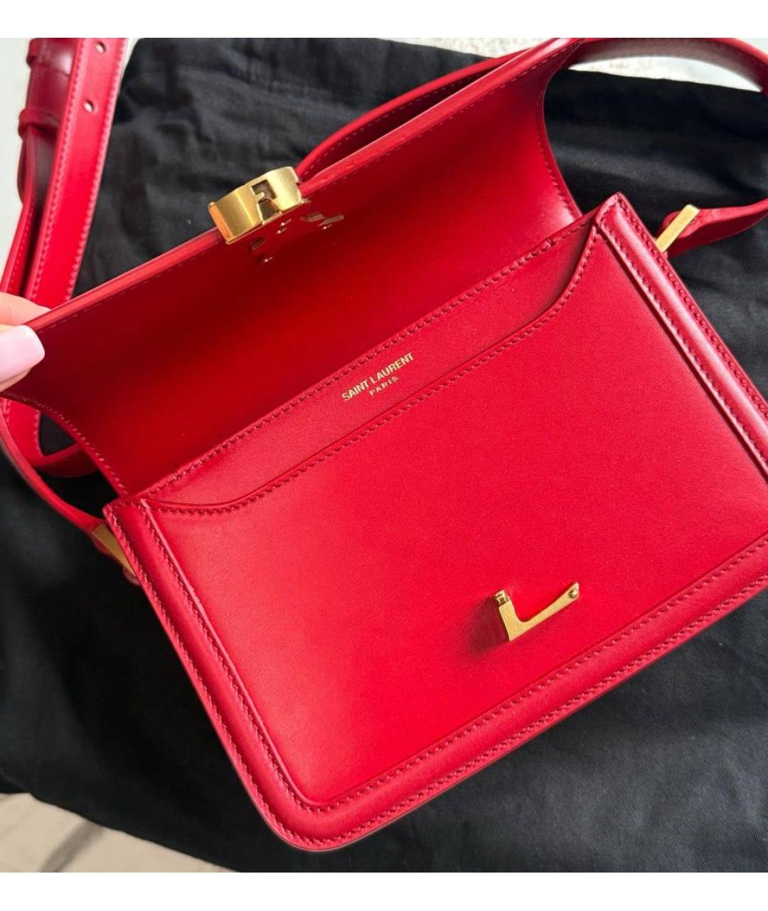 SAINT LAURENT Красная кожаная сумка через плечо, фото 8