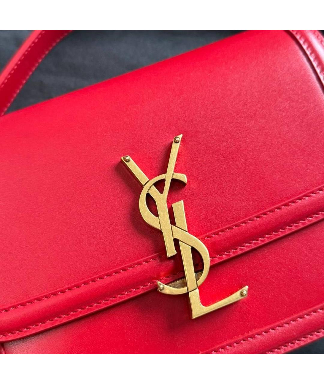 SAINT LAURENT Красная кожаная сумка через плечо, фото 6