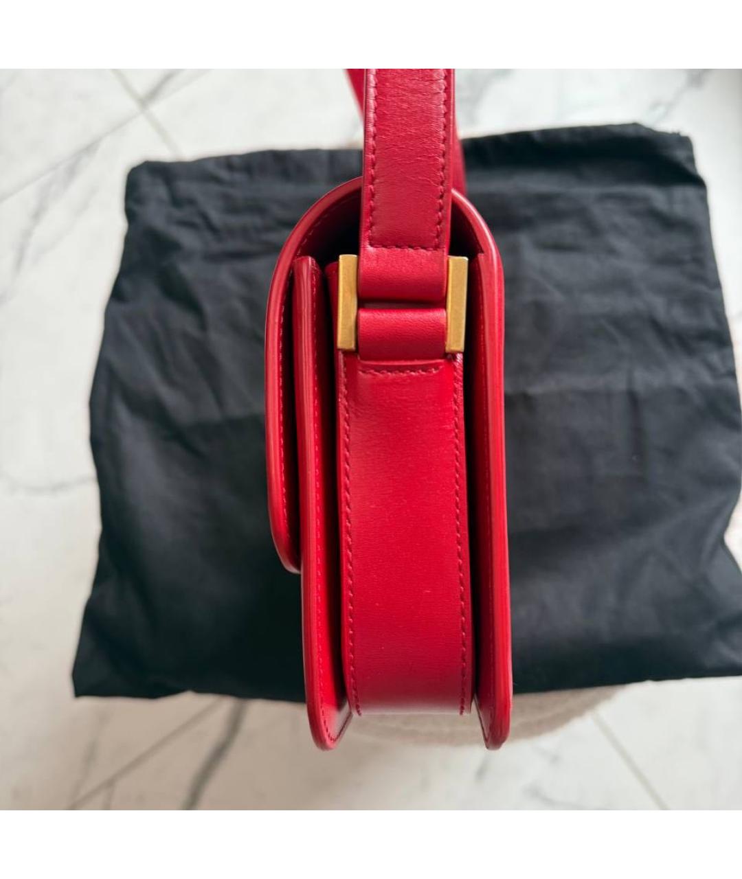 SAINT LAURENT Красная кожаная сумка через плечо, фото 3