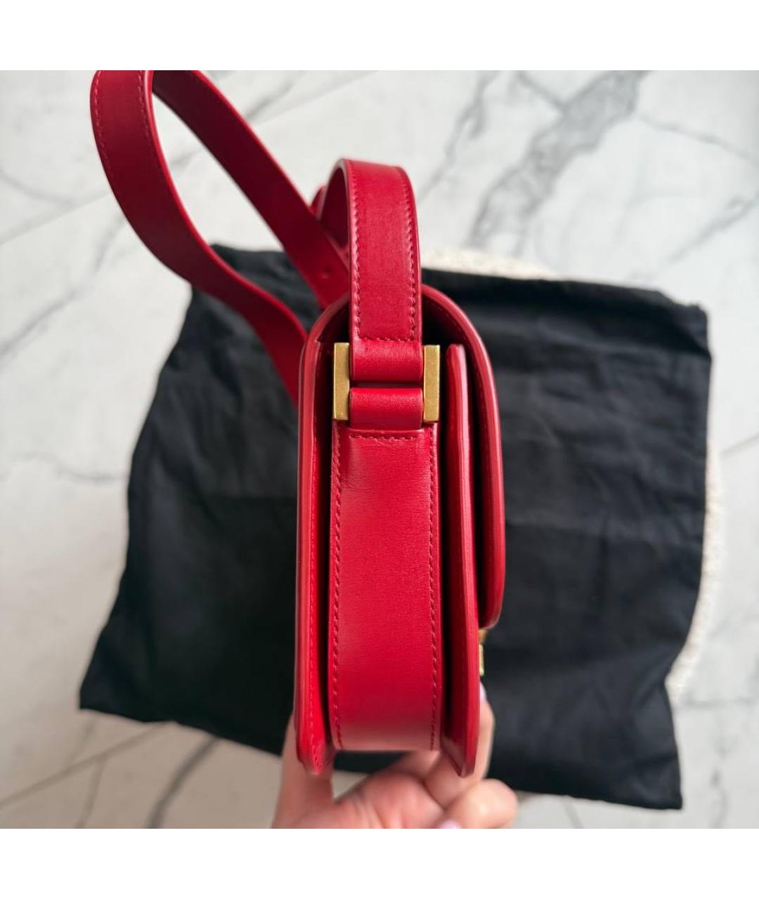 SAINT LAURENT Красная кожаная сумка через плечо, фото 2