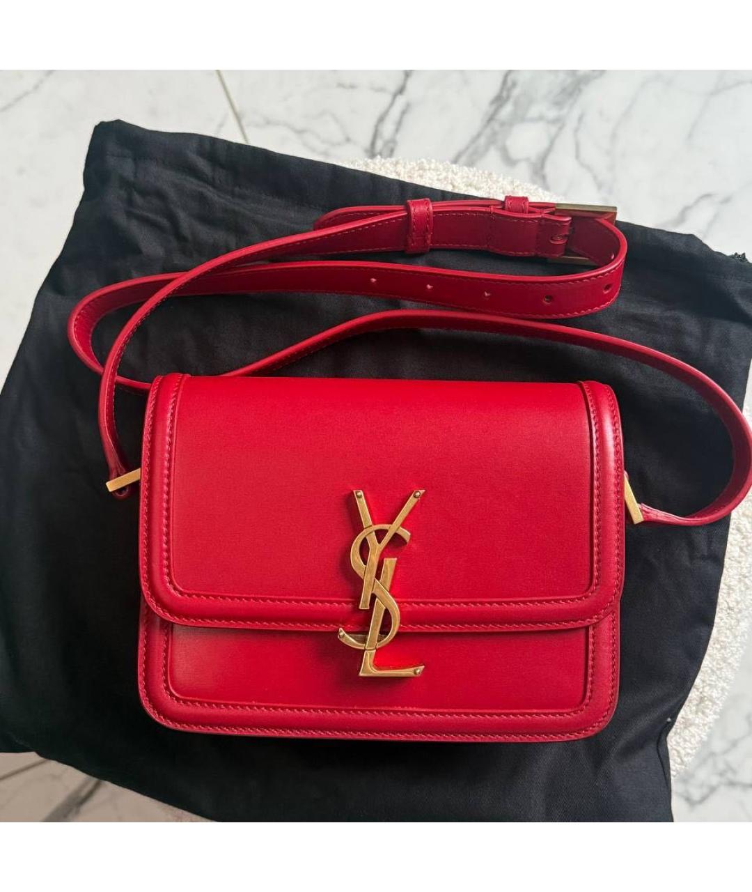 SAINT LAURENT Красная кожаная сумка через плечо, фото 9