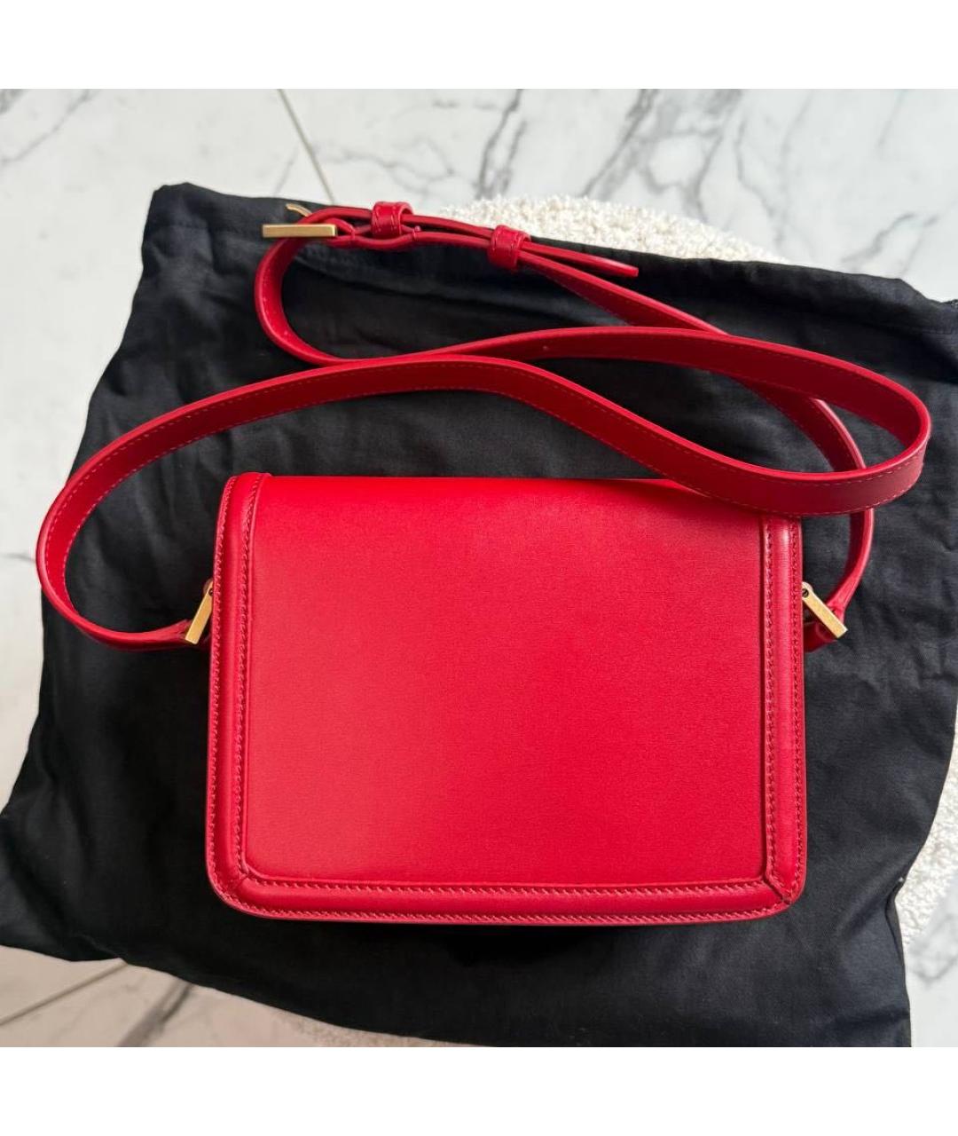 SAINT LAURENT Красная кожаная сумка через плечо, фото 4