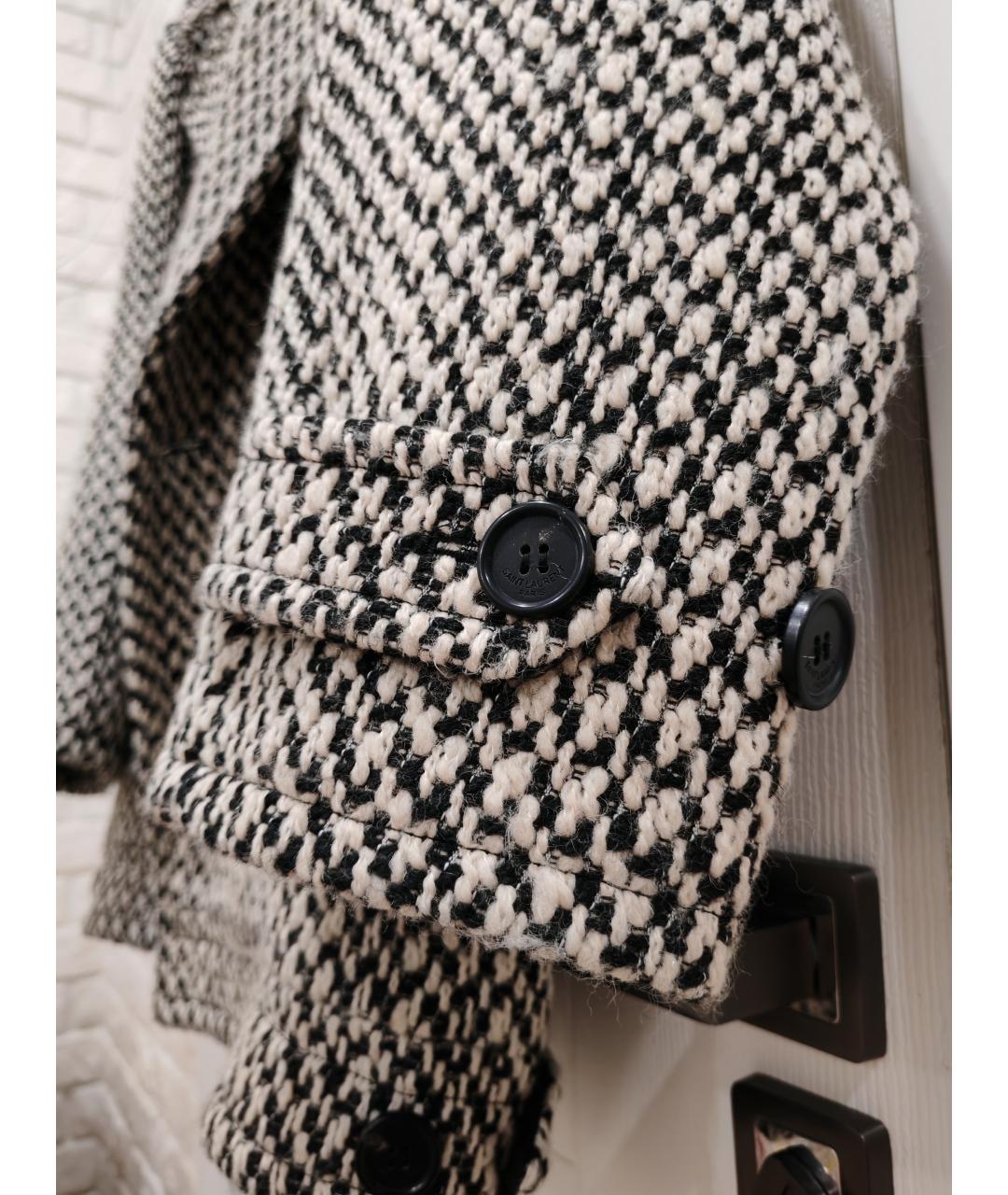 SAINT LAURENT Серое шерстяное пальто, фото 4