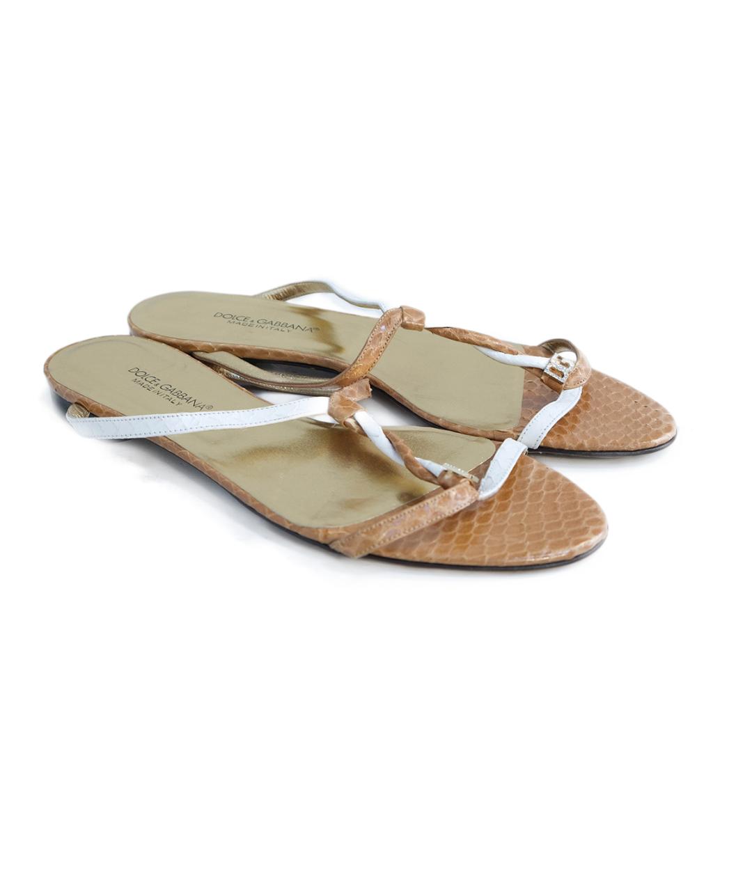 DOLCE&GABBANA Коричневые кожаные босоножки, фото 2