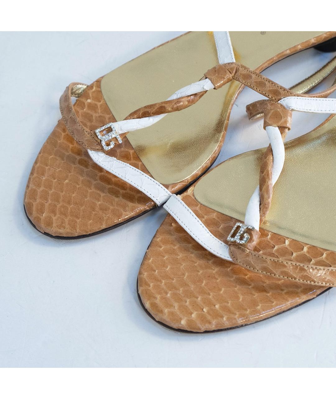 DOLCE&GABBANA Коричневые кожаные босоножки, фото 3