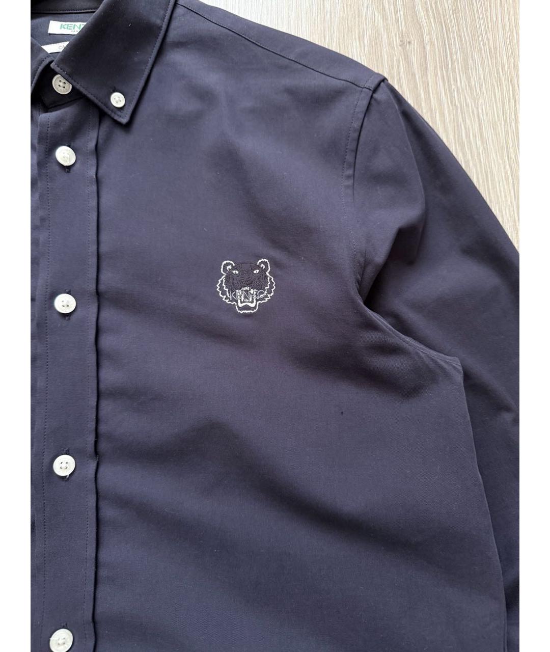 KENZO Темно-синяя хлопковая кэжуал рубашка, фото 2