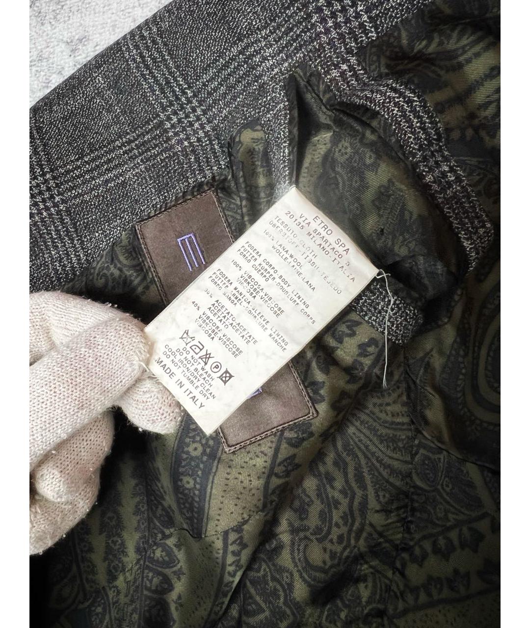 ETRO Серый шерстяной пиджак, фото 8