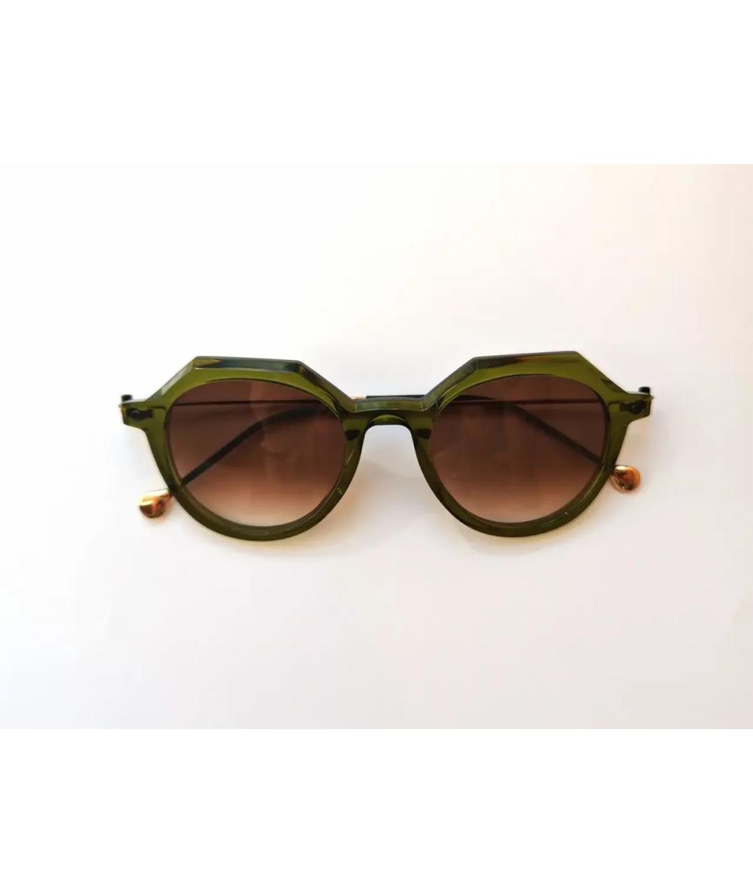 YOHJI YAMAMOTO Зеленые пластиковые солнцезащитные очки, фото 5