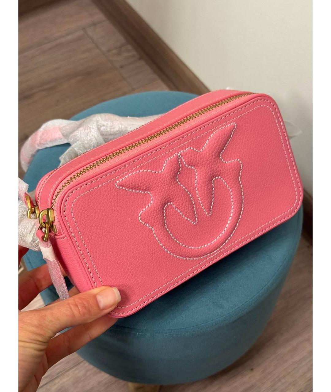 PINKO Розовая кожаная сумка через плечо, фото 3