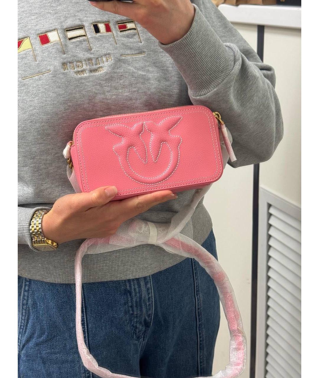 PINKO Розовая кожаная сумка через плечо, фото 2