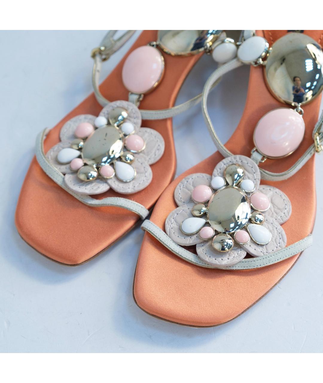 LOUIS VUITTON Оранжевое кожаные босоножки, фото 3