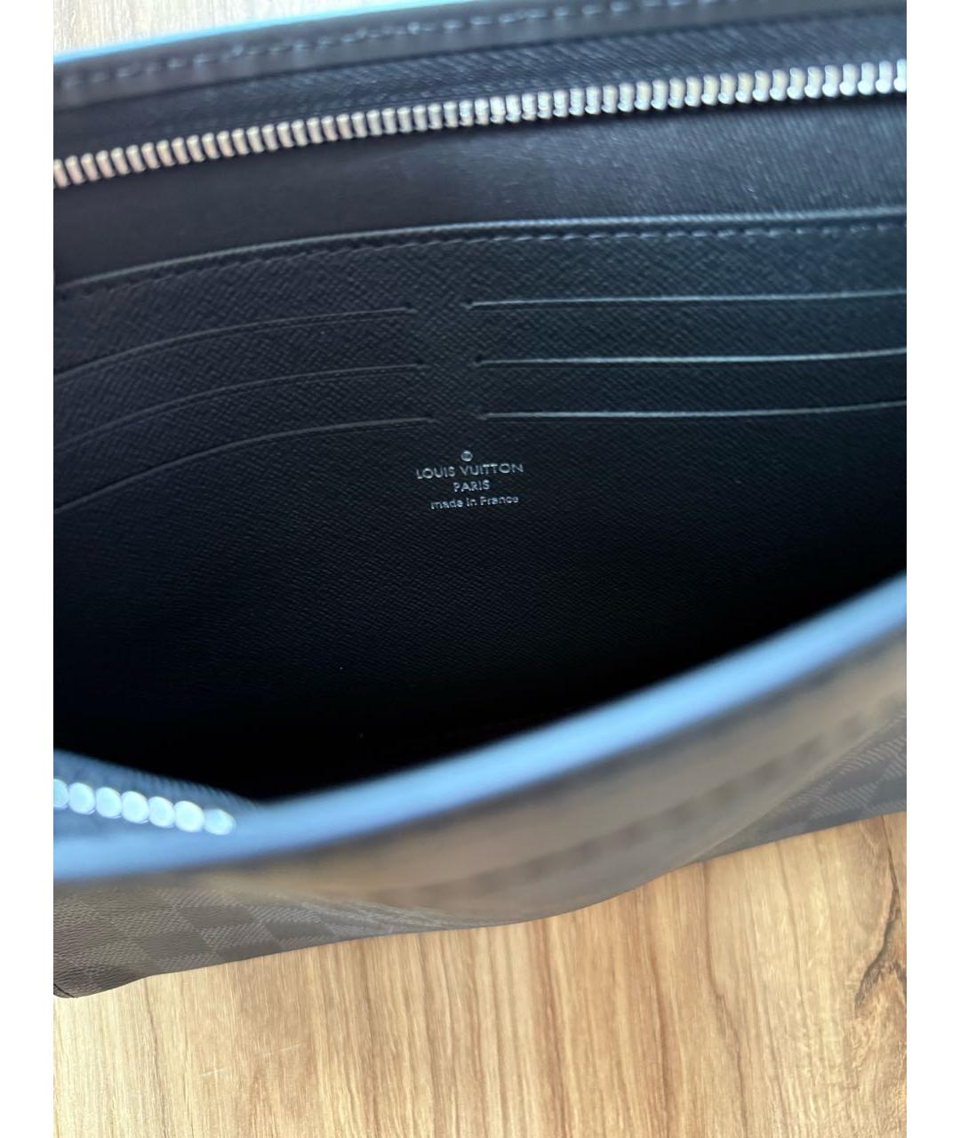 LOUIS VUITTON Черная кожаная папка для документов, фото 4