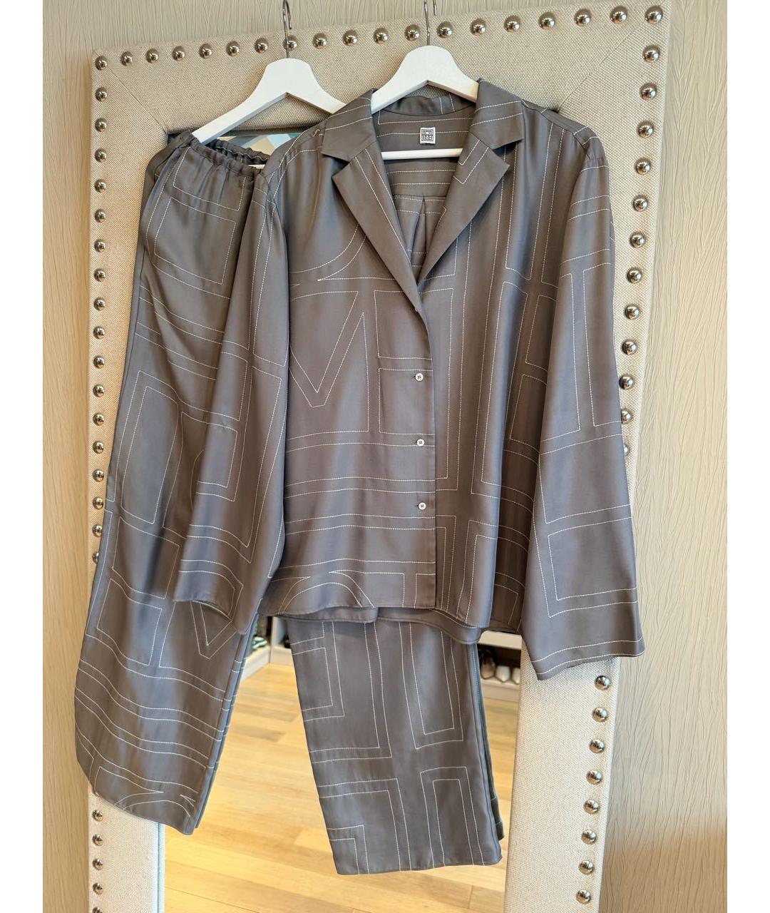 TOTEME Серый шелковый костюм с брюками, фото 7