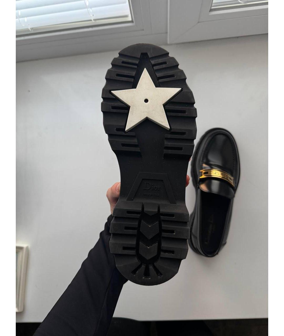 CHRISTIAN DIOR Черные кожаные лоферы, фото 6