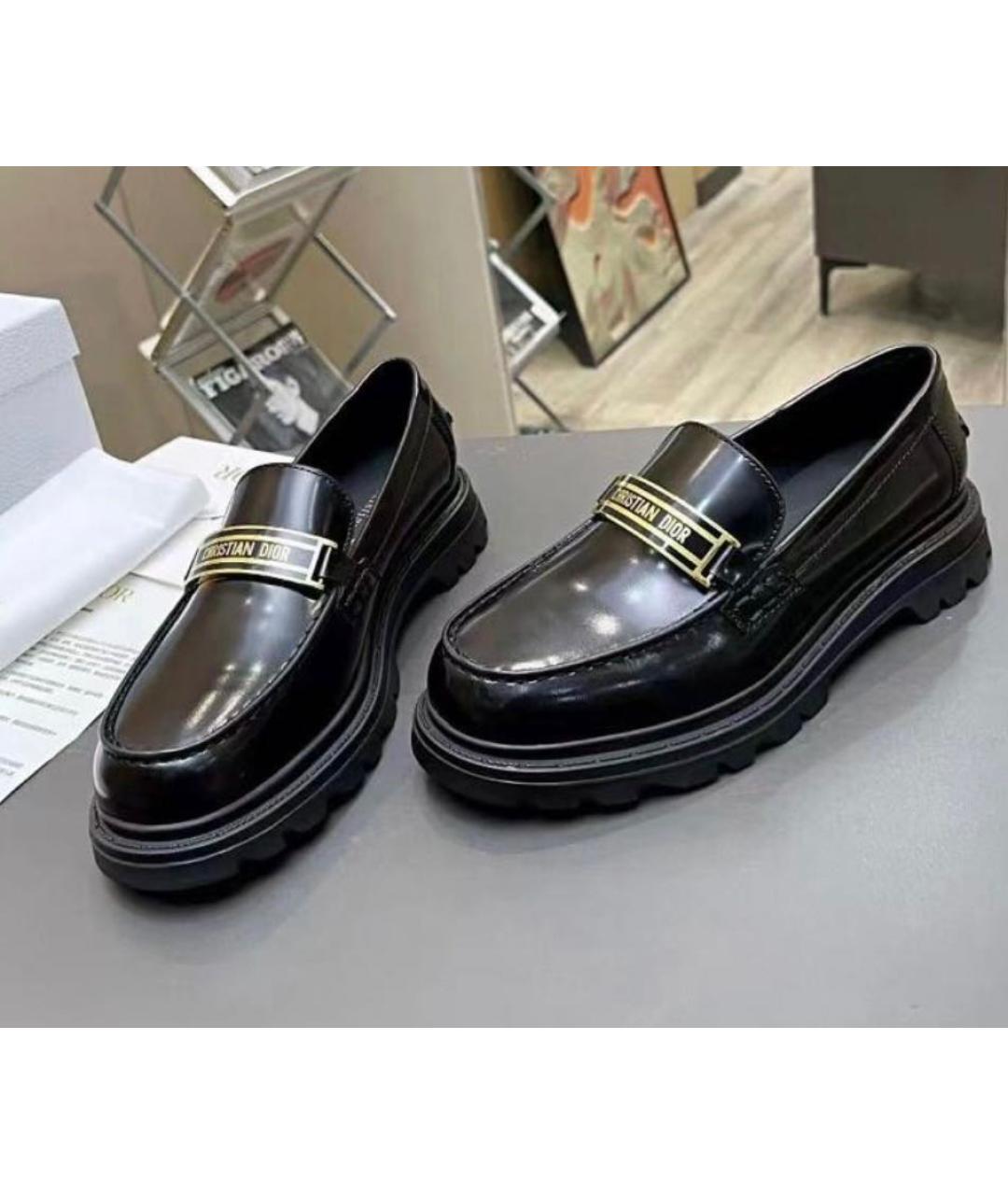 CHRISTIAN DIOR Черные кожаные лоферы, фото 9