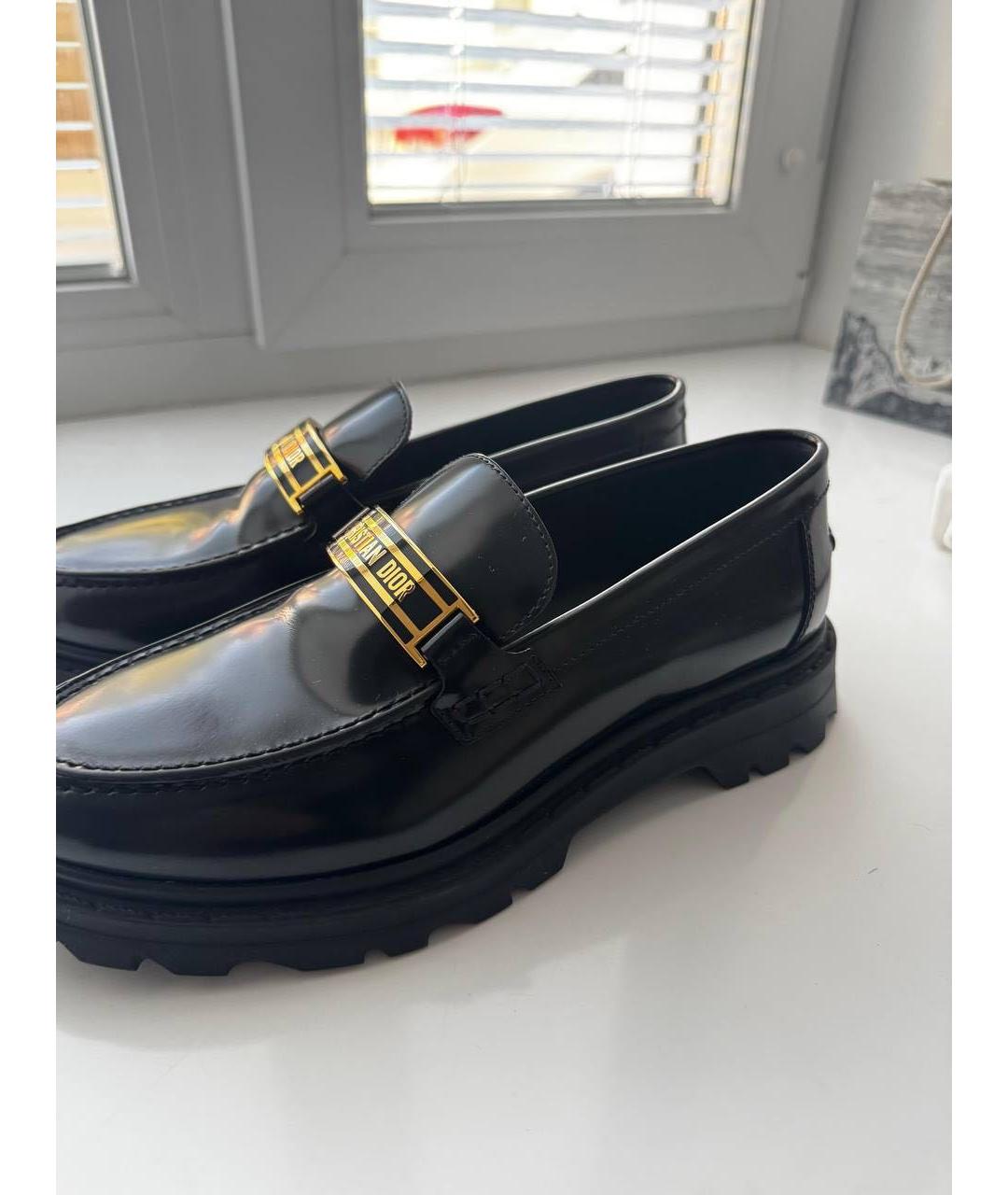 CHRISTIAN DIOR Черные кожаные лоферы, фото 3