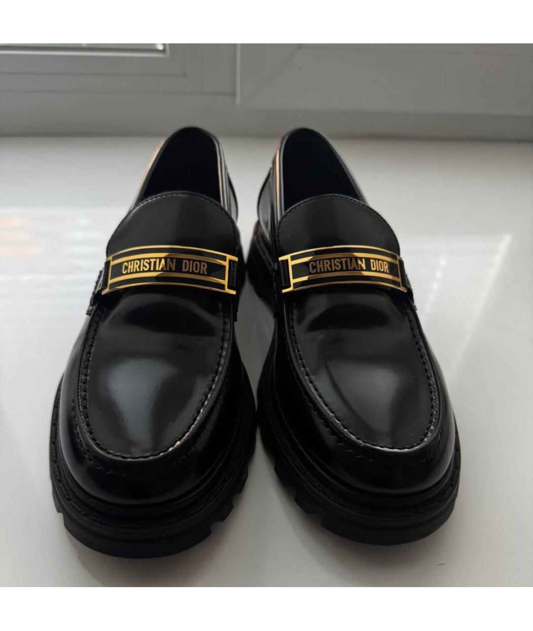CHRISTIAN DIOR Черные кожаные лоферы, фото 8