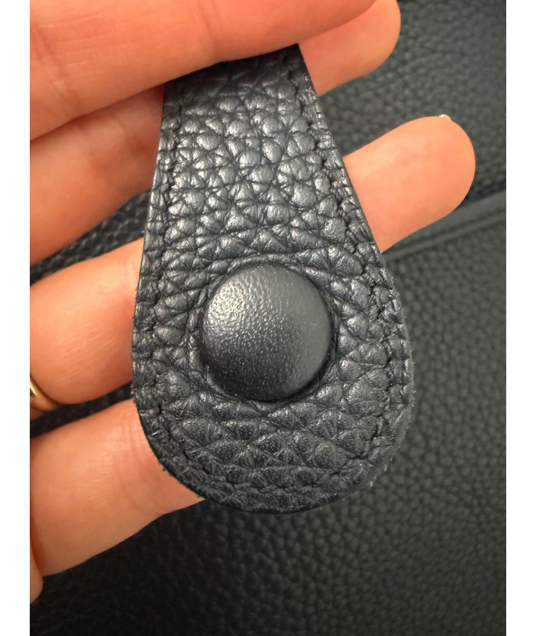 HERMES Темно-синяя кожаная сумка через плечо, фото 5