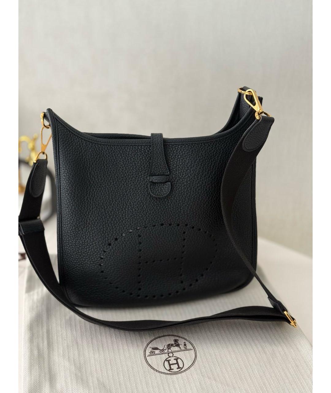 HERMES Темно-синяя кожаная сумка через плечо, фото 7