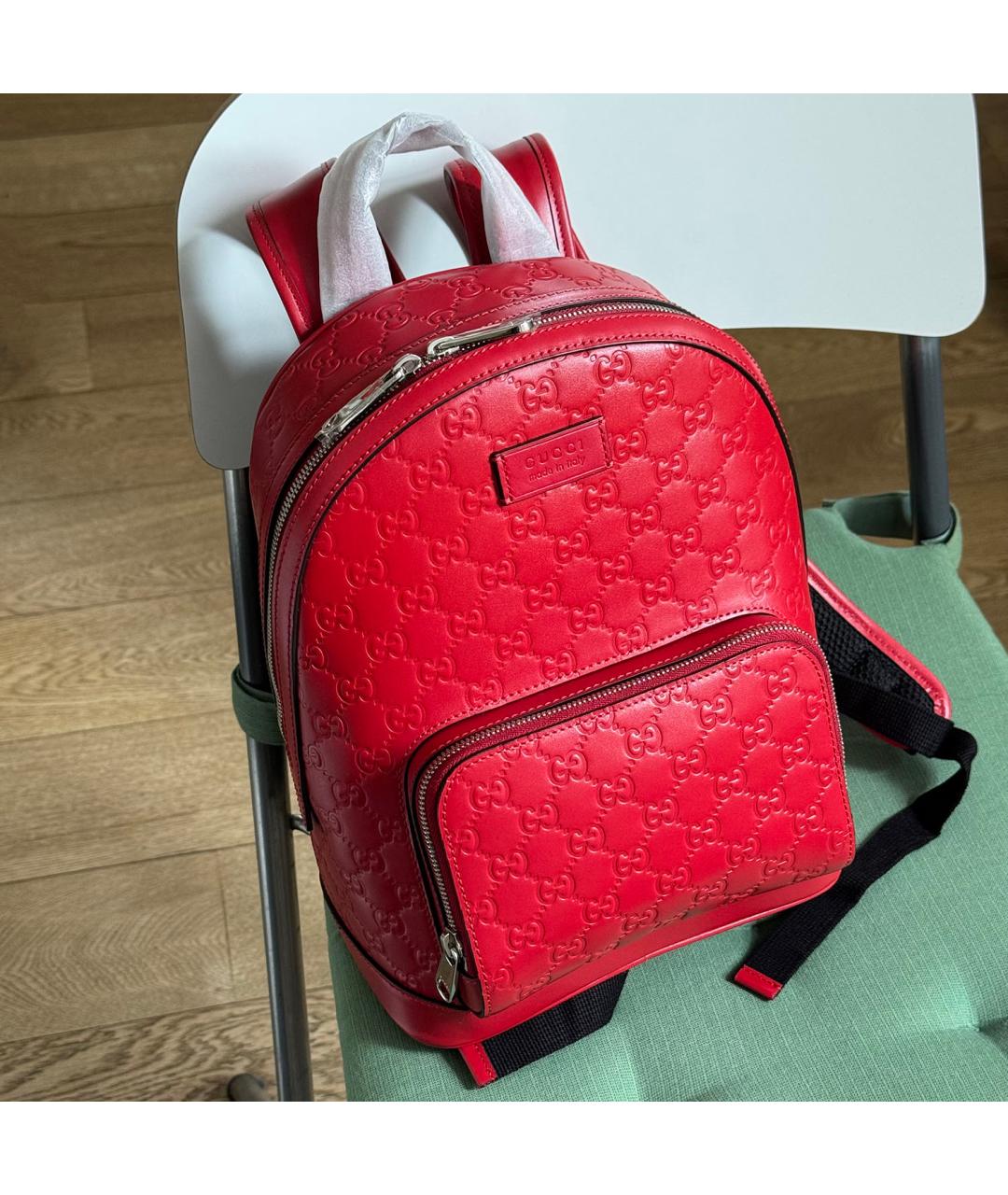 GUCCI Красный кожаный рюкзак, фото 5