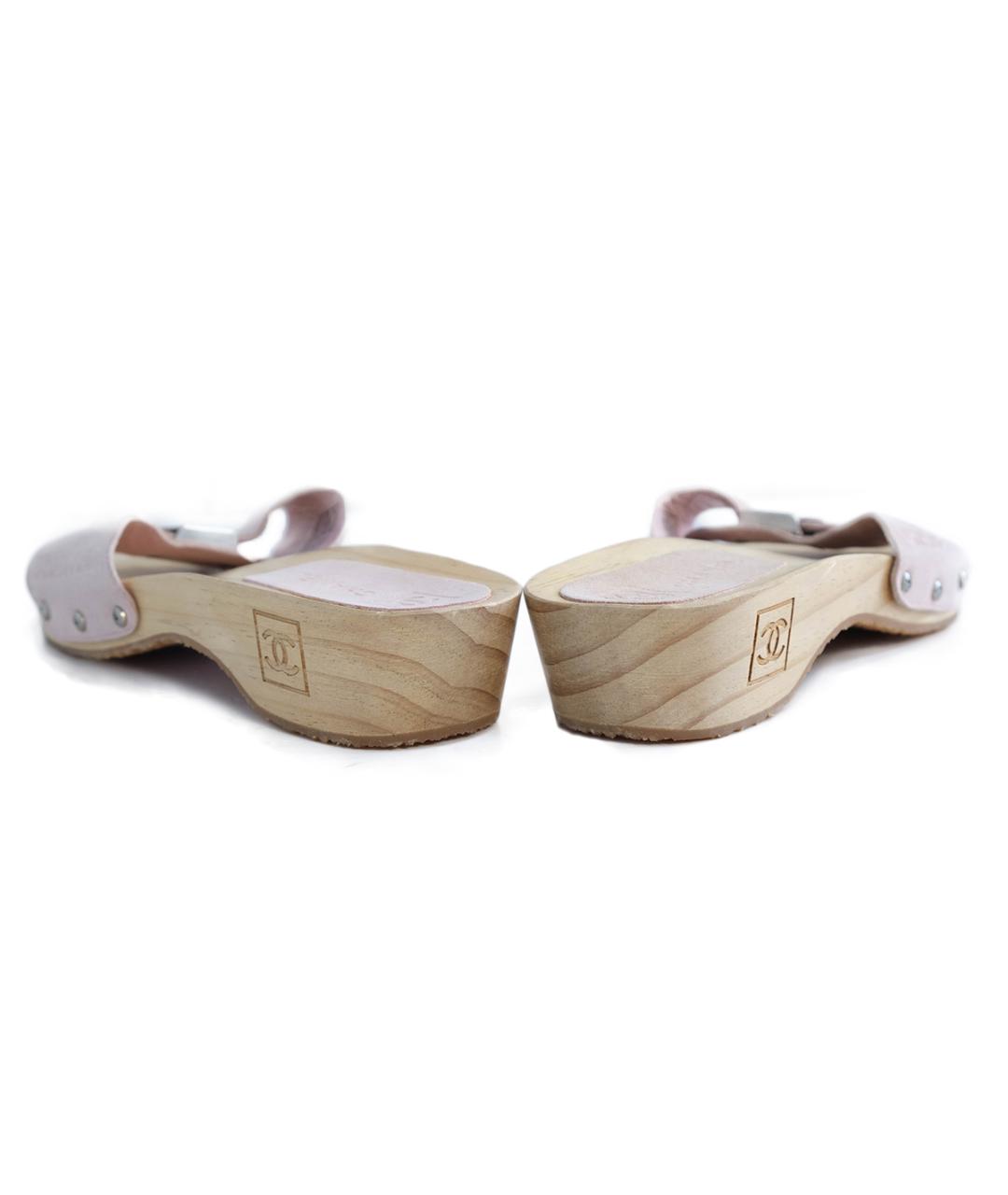 CHANEL Розовые кожаные шлепанцы, фото 5