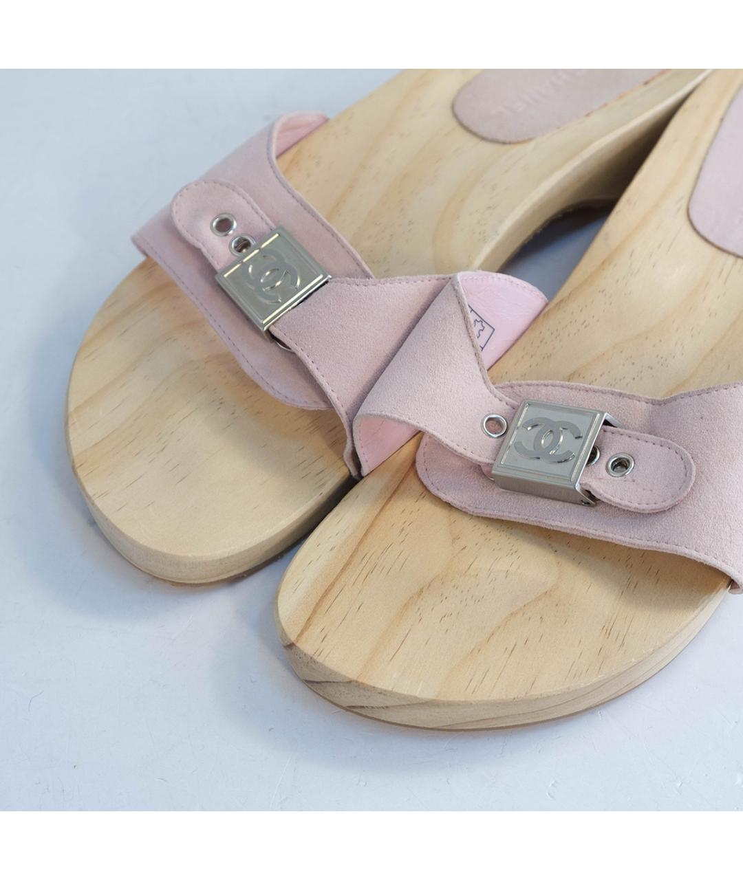 CHANEL Розовые кожаные шлепанцы, фото 3