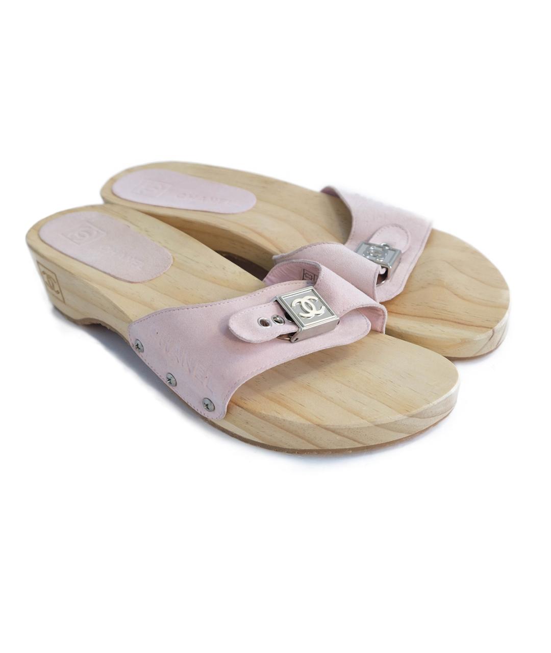 CHANEL Розовые кожаные шлепанцы, фото 2