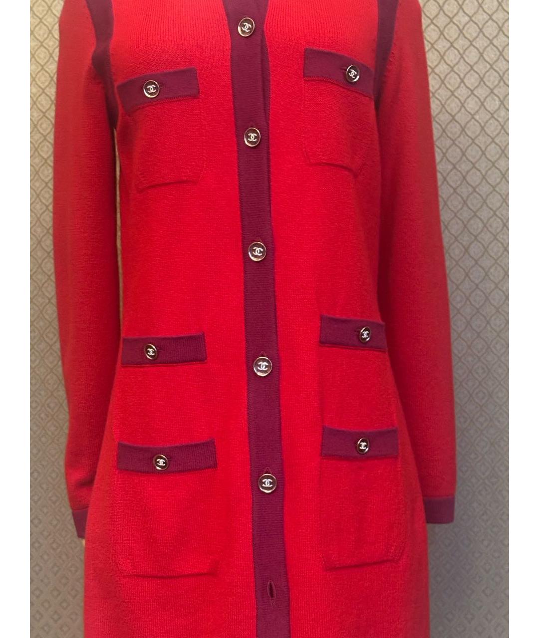 CHANEL Красное шерстяное повседневное платье, фото 2