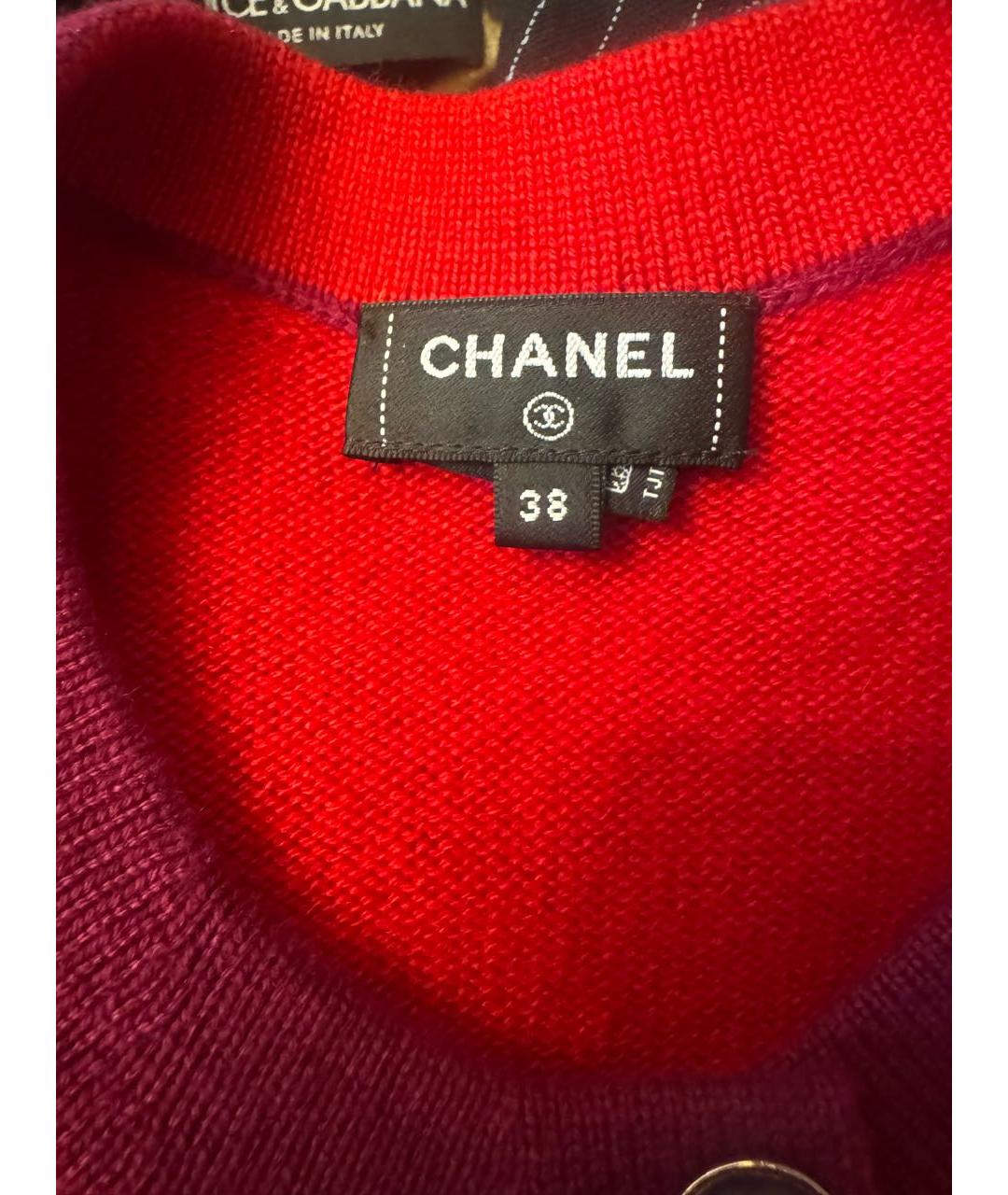 CHANEL Красное шерстяное повседневное платье, фото 3