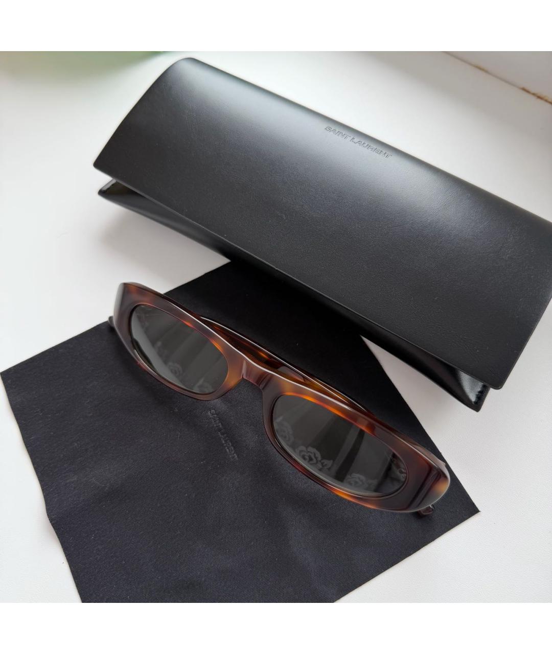 SAINT LAURENT Коричневые солнцезащитные очки, фото 4