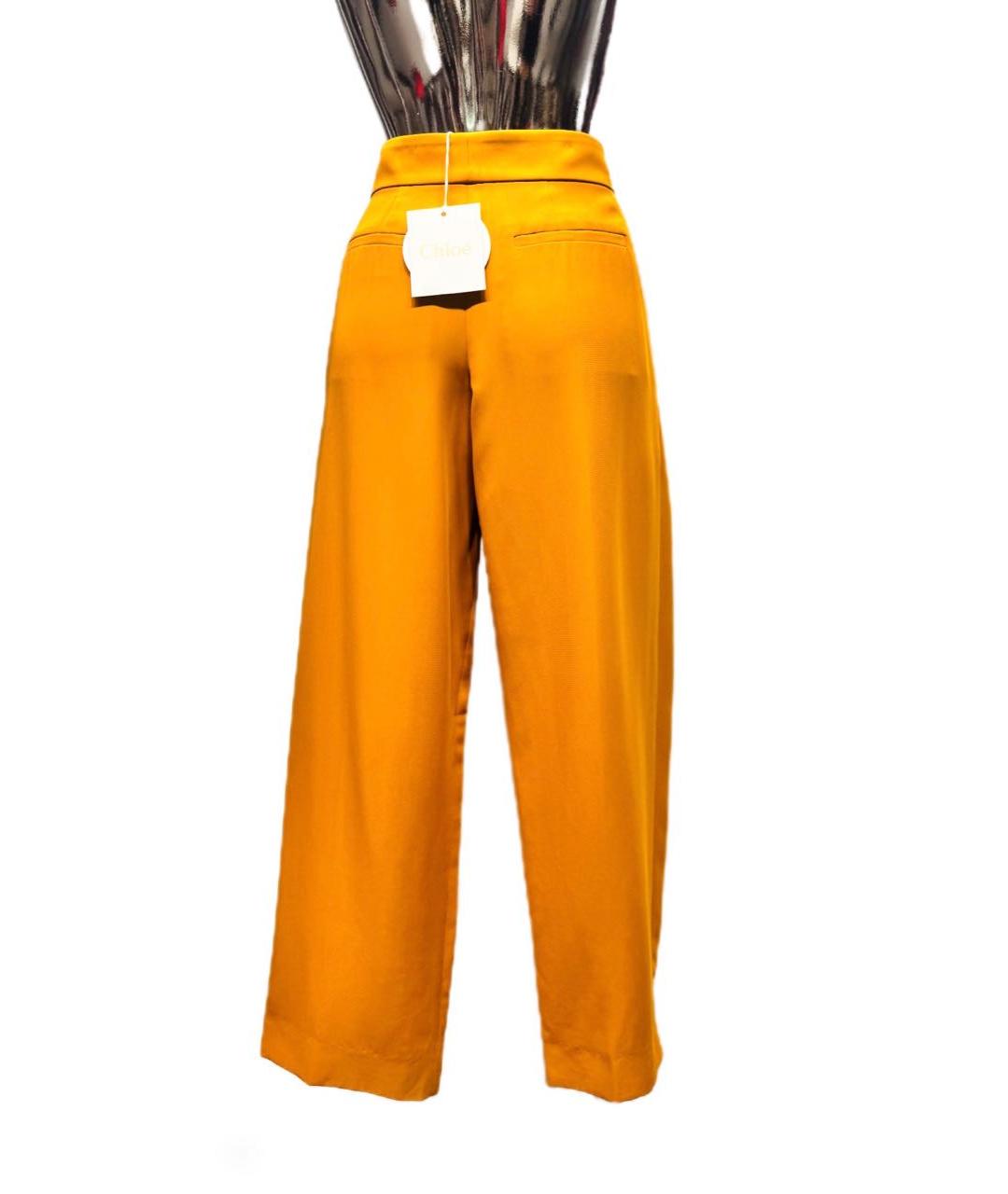 CHLOE Горчичные шелковые брюки широкие, фото 2