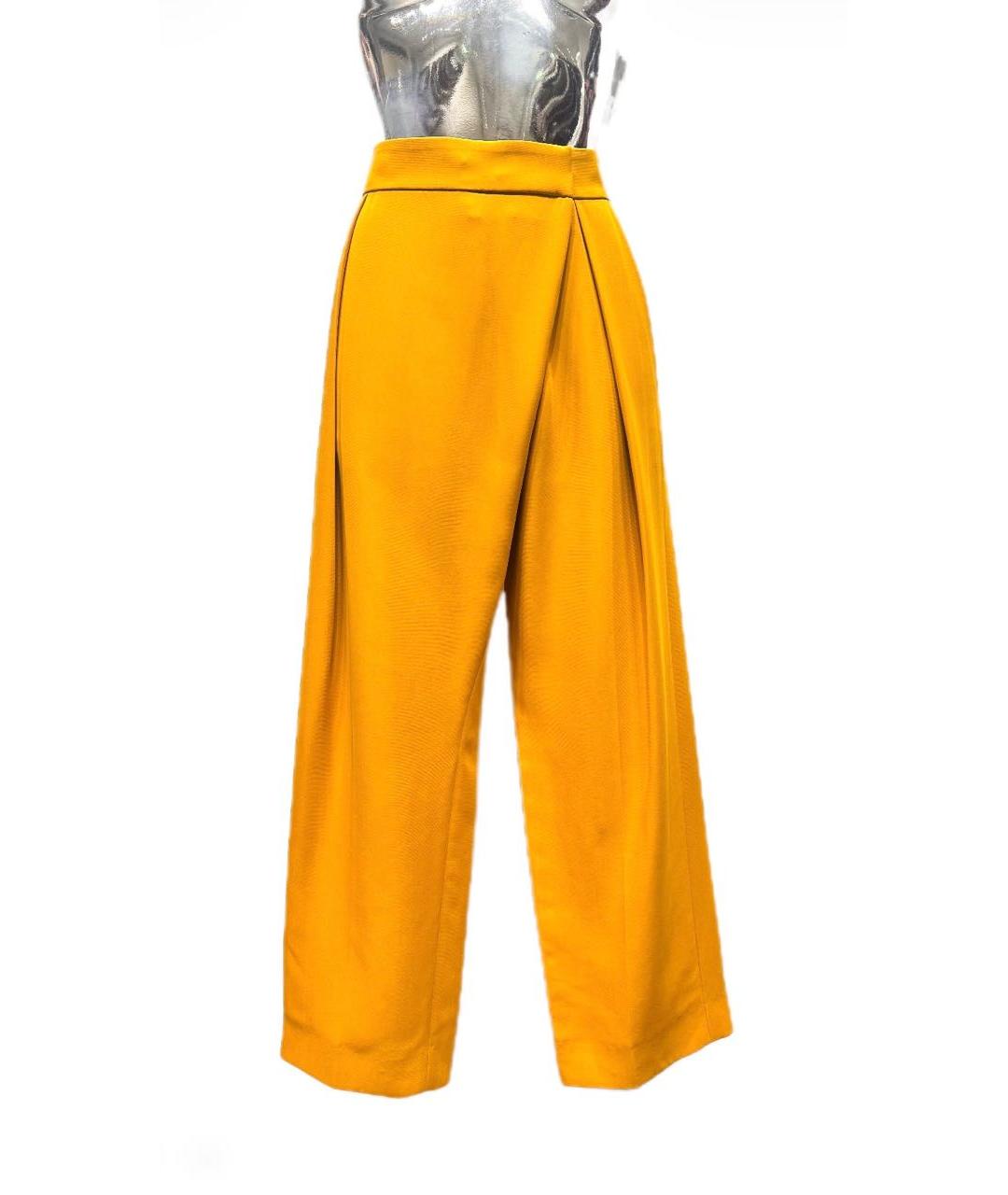 CHLOE Горчичные шелковые брюки широкие, фото 9