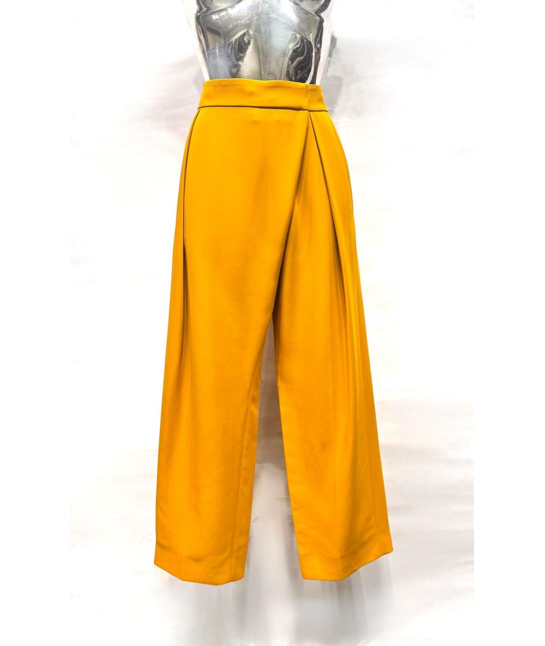 CHLOE Горчичные шелковые брюки широкие, фото 8