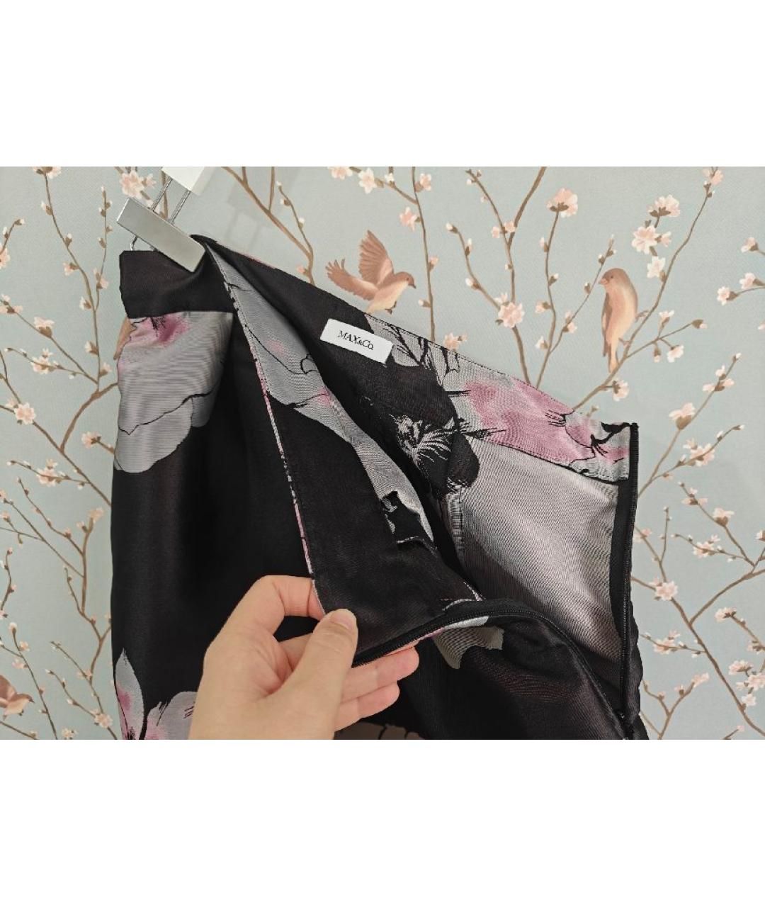 MAX&CO Черная полиэстеровая юбка миди, фото 4