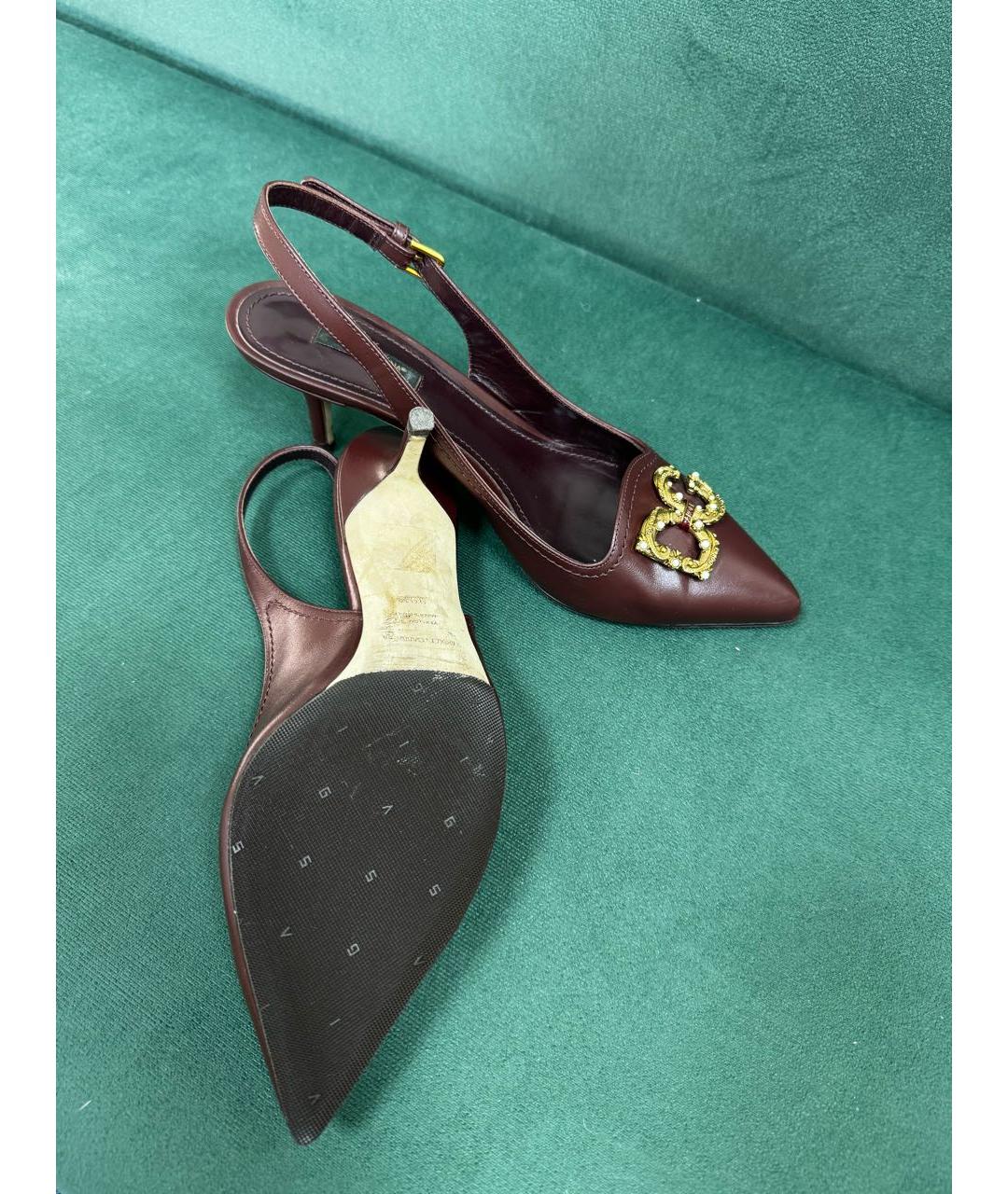 DOLCE&GABBANA Бордовые кожаные туфли, фото 5