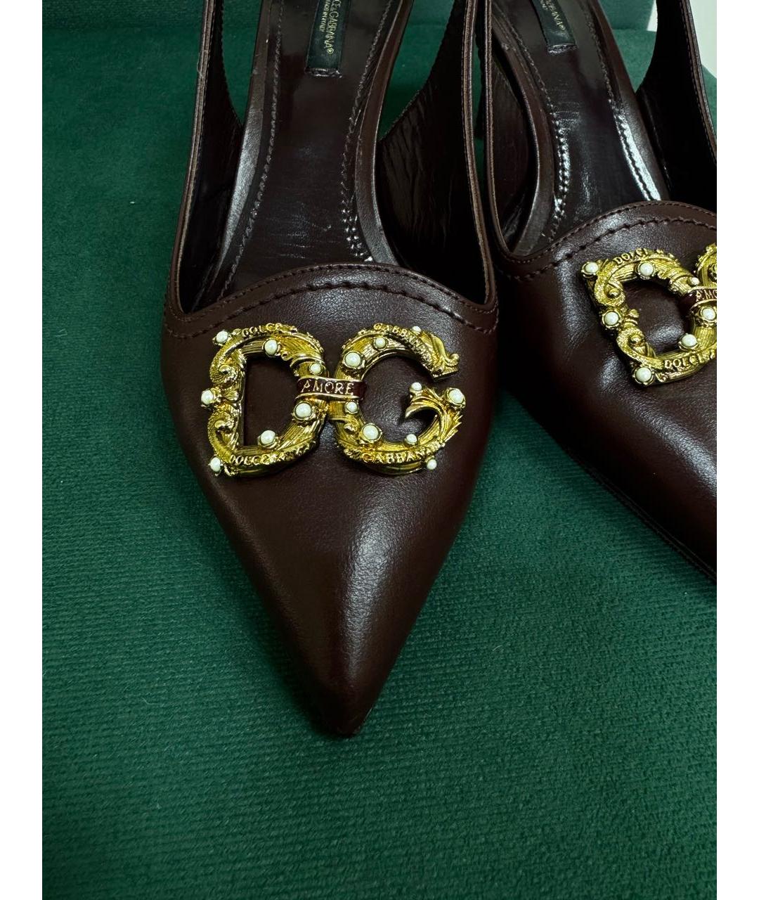 DOLCE&GABBANA Бордовые кожаные туфли, фото 3