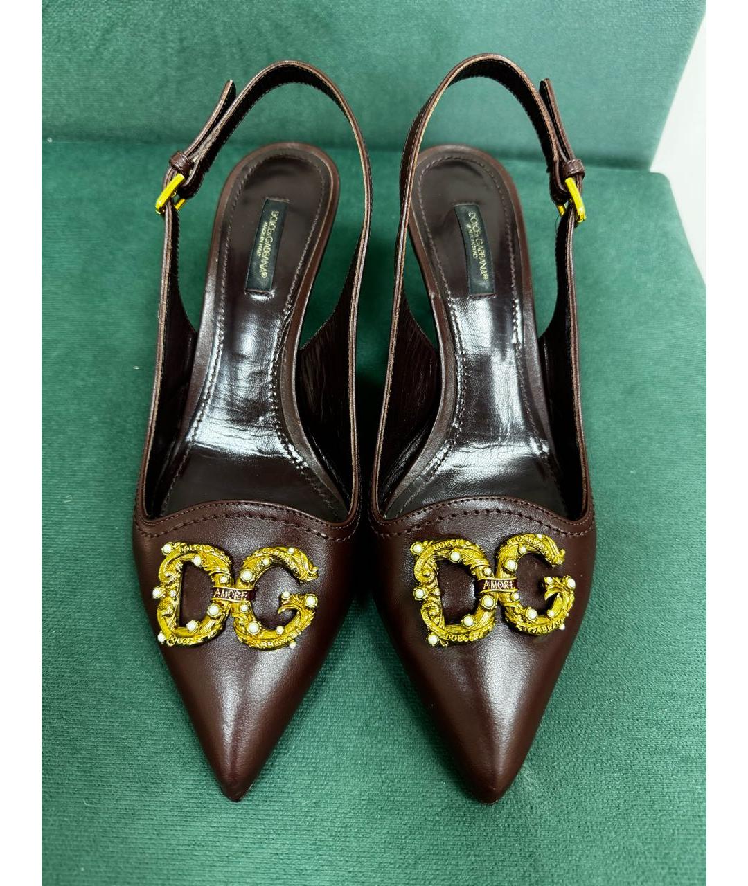 DOLCE&GABBANA Бордовые кожаные туфли, фото 4