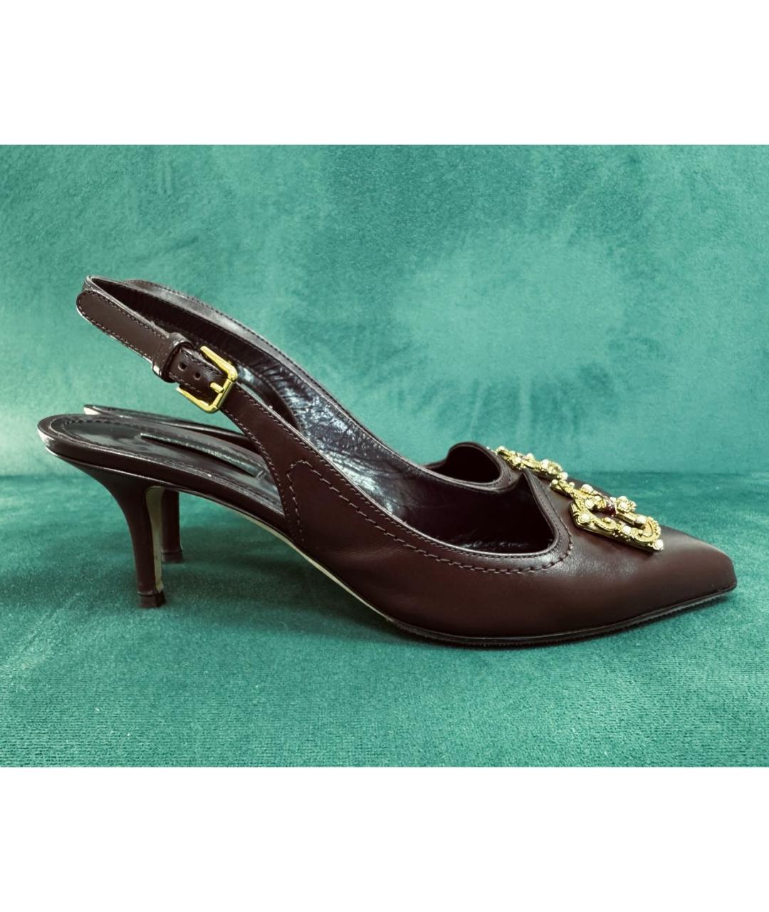 DOLCE&GABBANA Бордовые кожаные туфли, фото 6