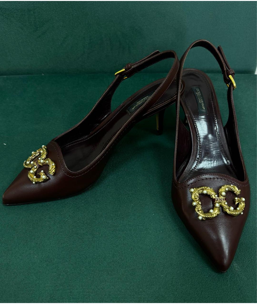 DOLCE&GABBANA Бордовые кожаные туфли, фото 2